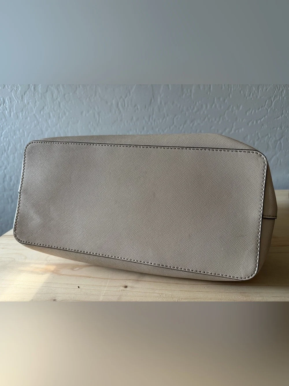 kate spade Two-Tone White and Beige Satchel with Black Handles